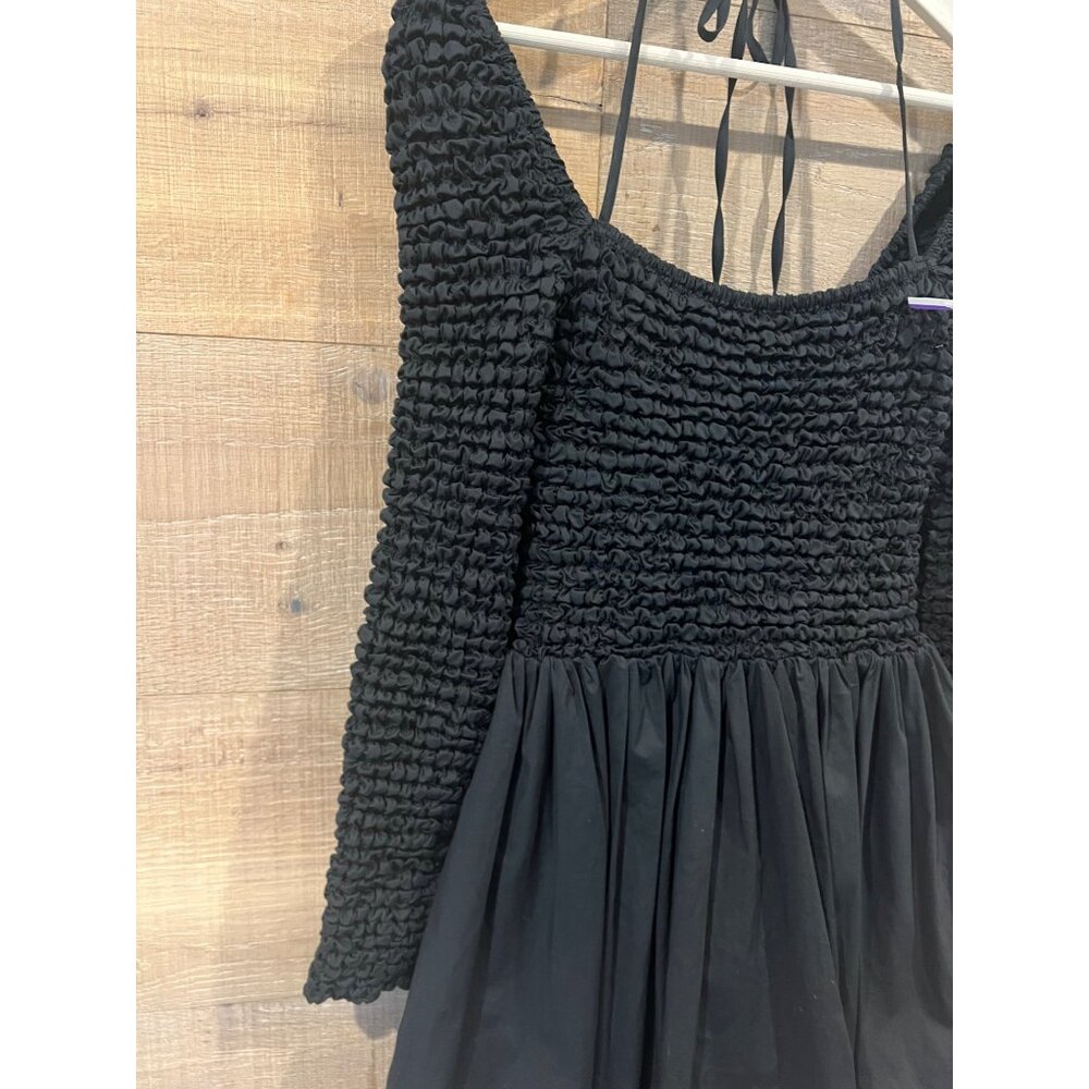 STAUD Cassidy black ruched long sleeves Dress size L - Picture 5 of 8